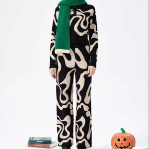 Black & Cream swirled lounge set